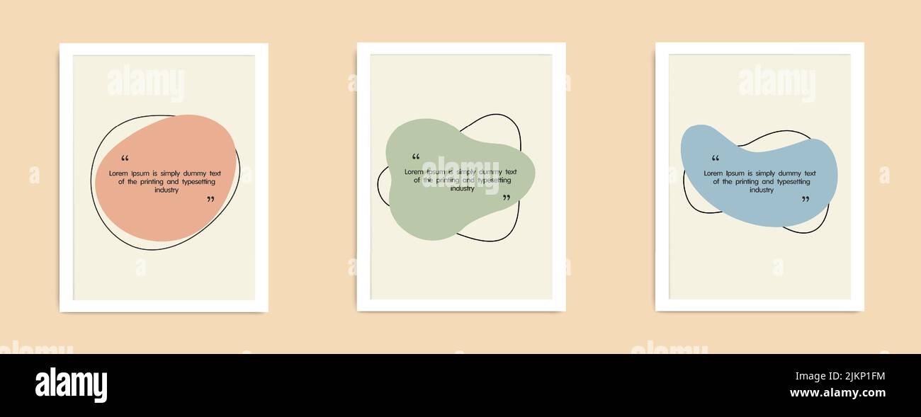 Quote frames blank template set. Mid century modern graphic. Blank template for your text, speech quotes in an empty bubble Stock Vector