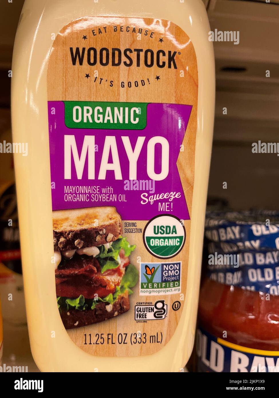 A retail grocery store shelf with Woodstock mayo Stock Photo Alamy