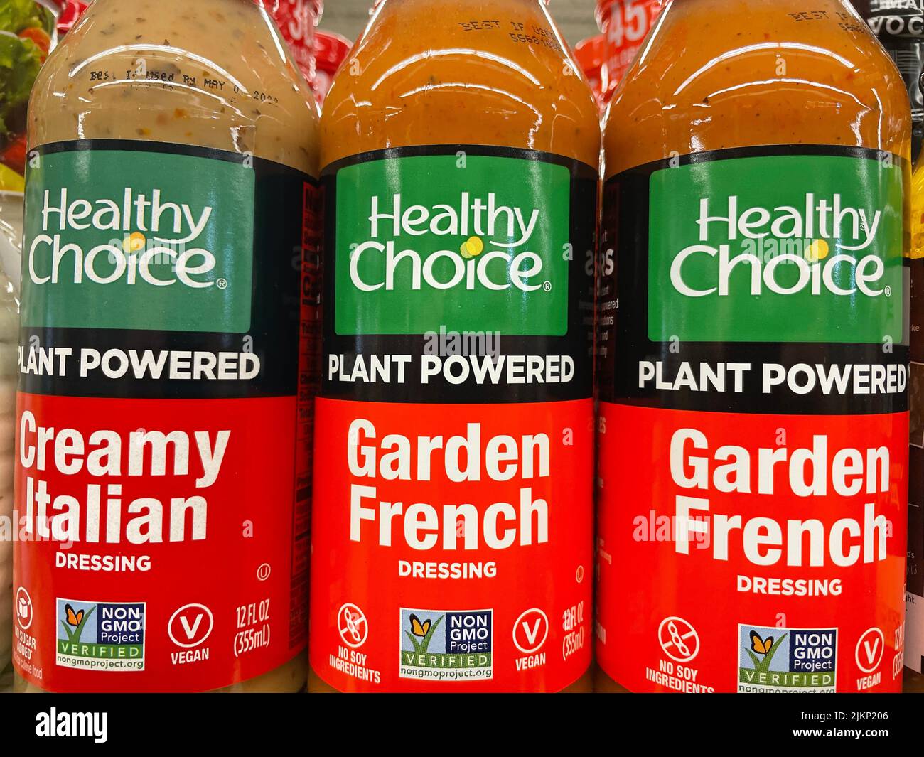 A retail grocery store shelf with Healthy Choice dressings Stock Photo