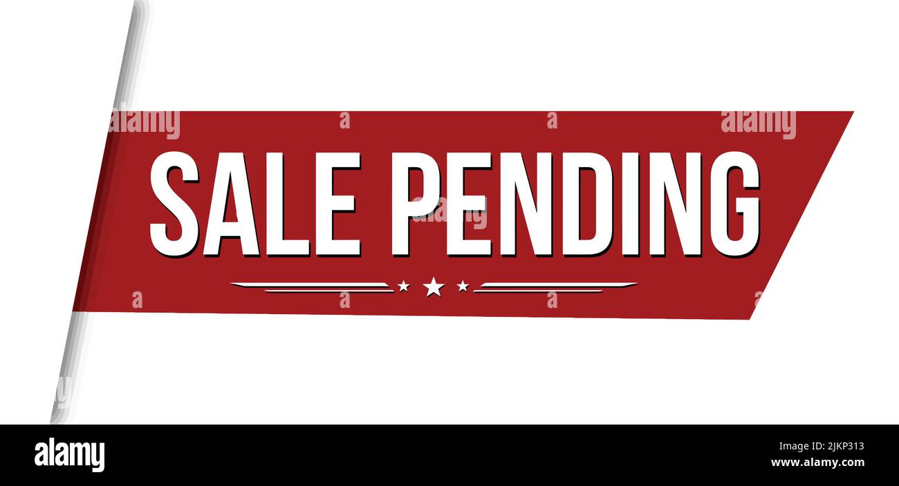 Sale pending red ribbon or banner design on white background, vector