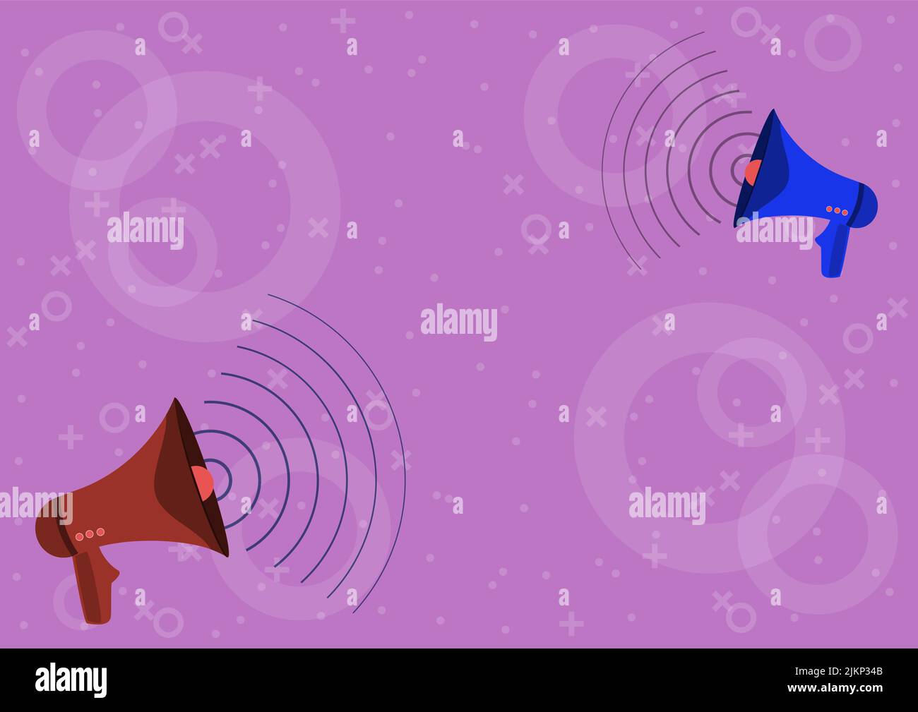 A Pair Of Megaphones Drawing Producing Sound Waves, Making Announcement