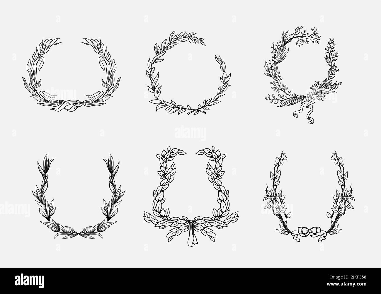 Set of wedding wreaths Stock Vector