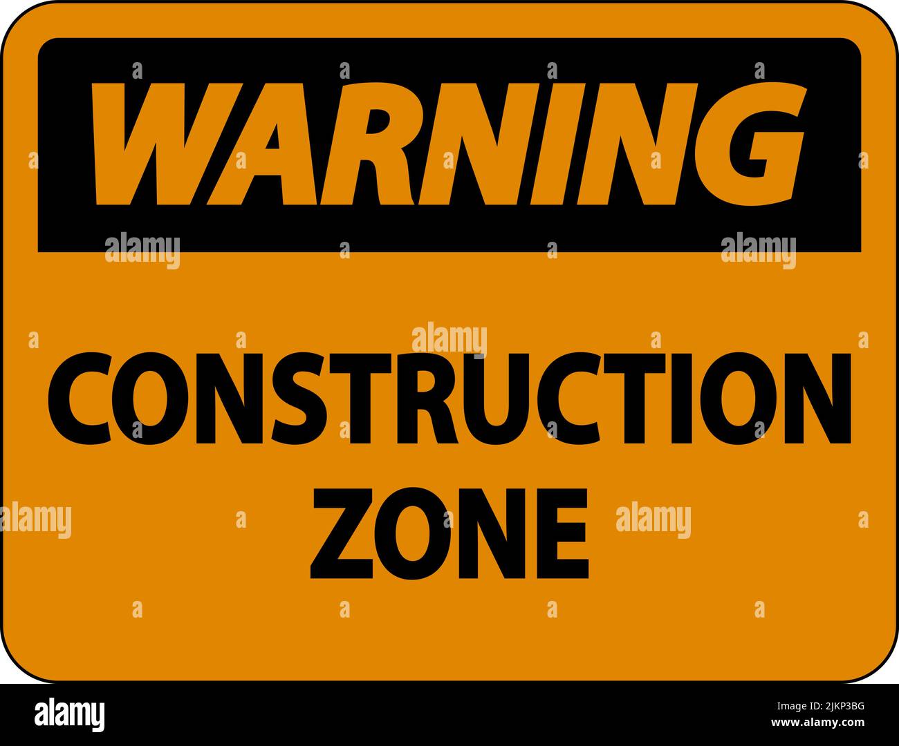 Warning Construction Zone Symbol Sign On White Background Stock Vector ...