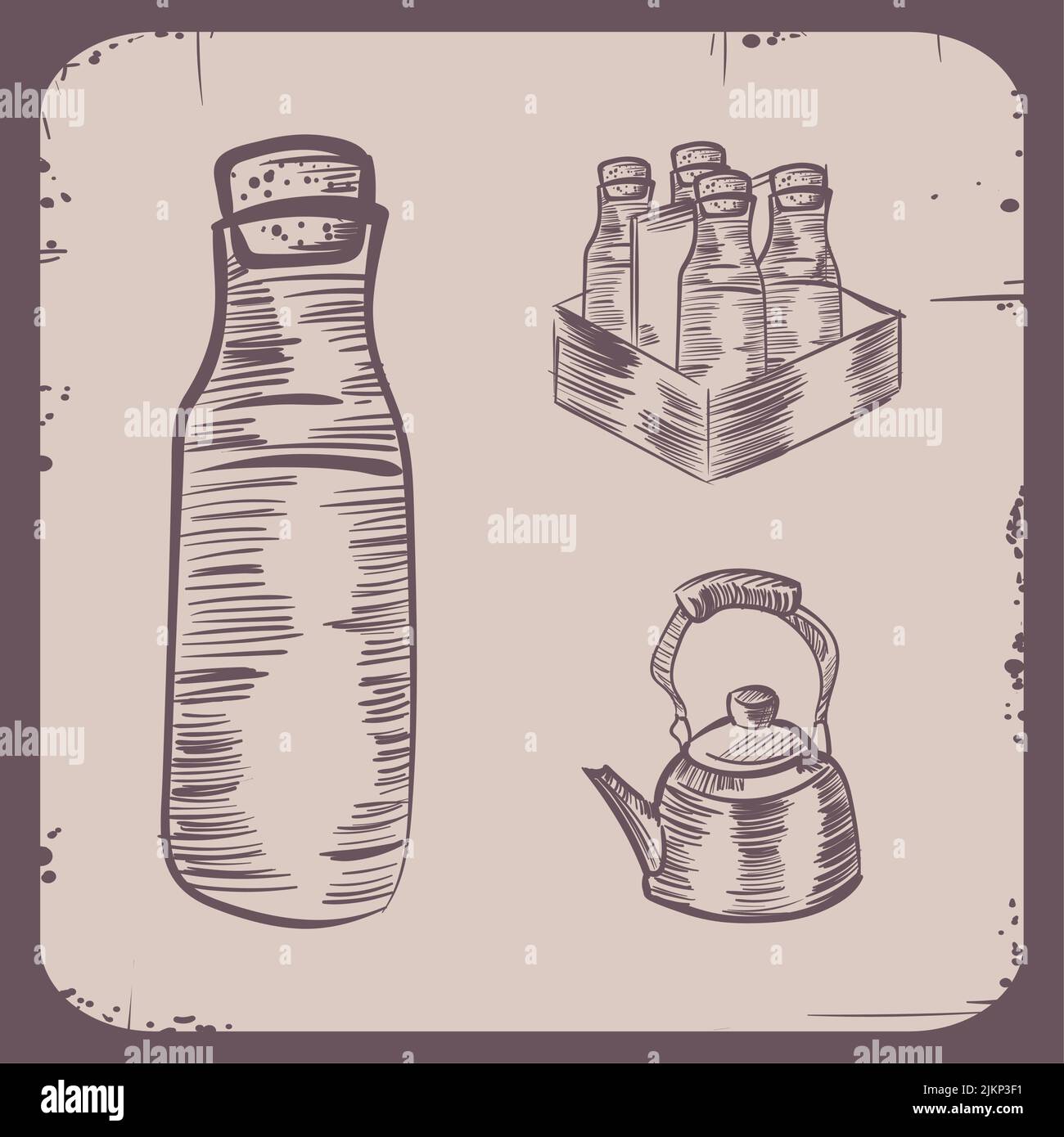 Glass bottles natural milk Stock Vector Images - Alamy