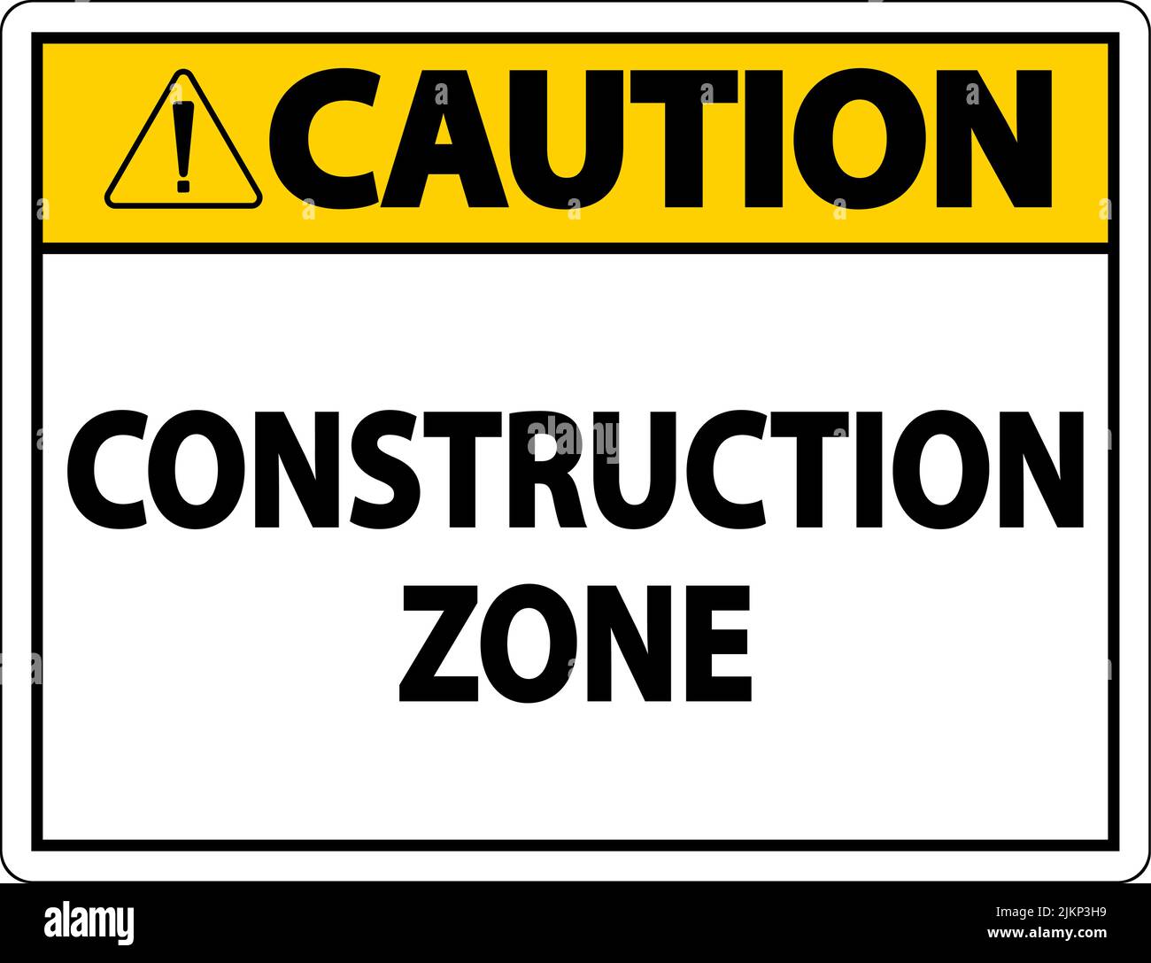 Caution Construction Zone Symbol Sign On White Background Stock Vector ...