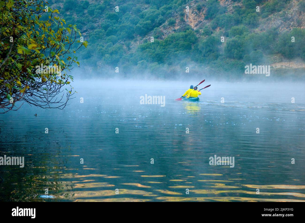 A kayaking trip on the Tagus River in central Spain Stock Photo
