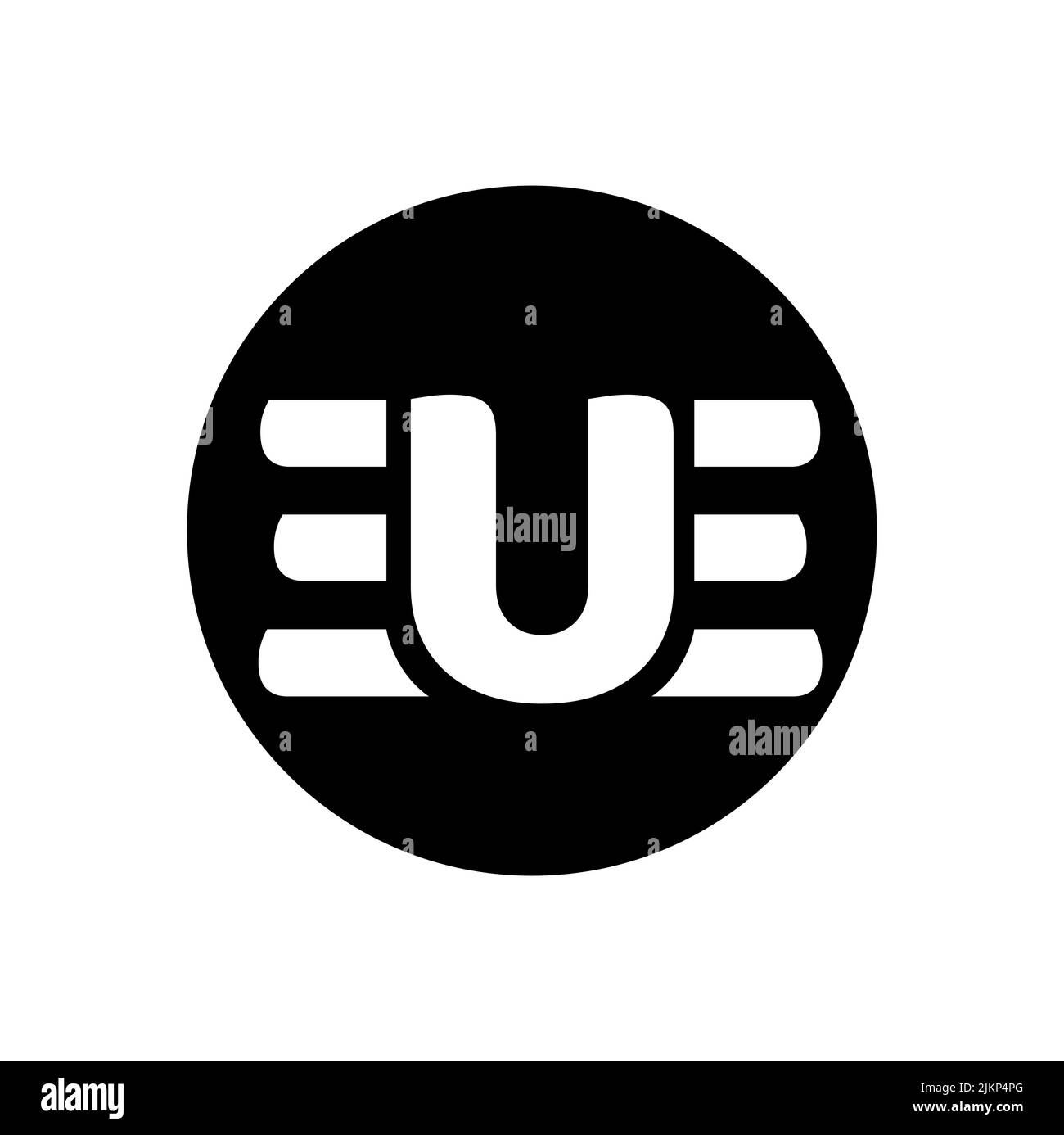 Alphabet letter U inside a circle for logo isolated on a white