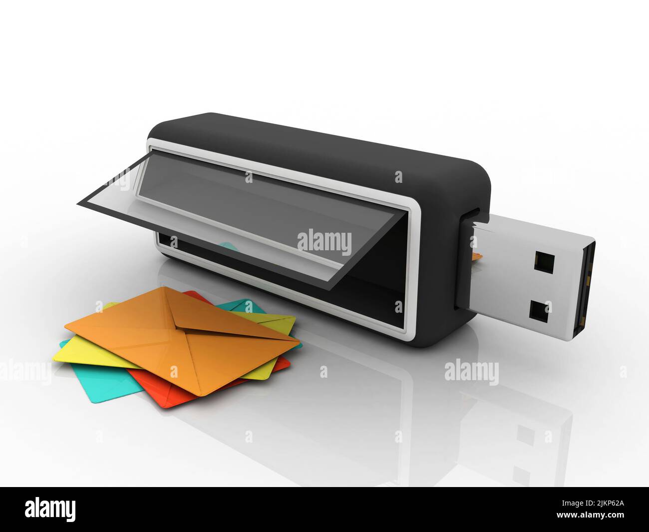 3d rendering Envelope network with pen drive Stock Photo Alamy
