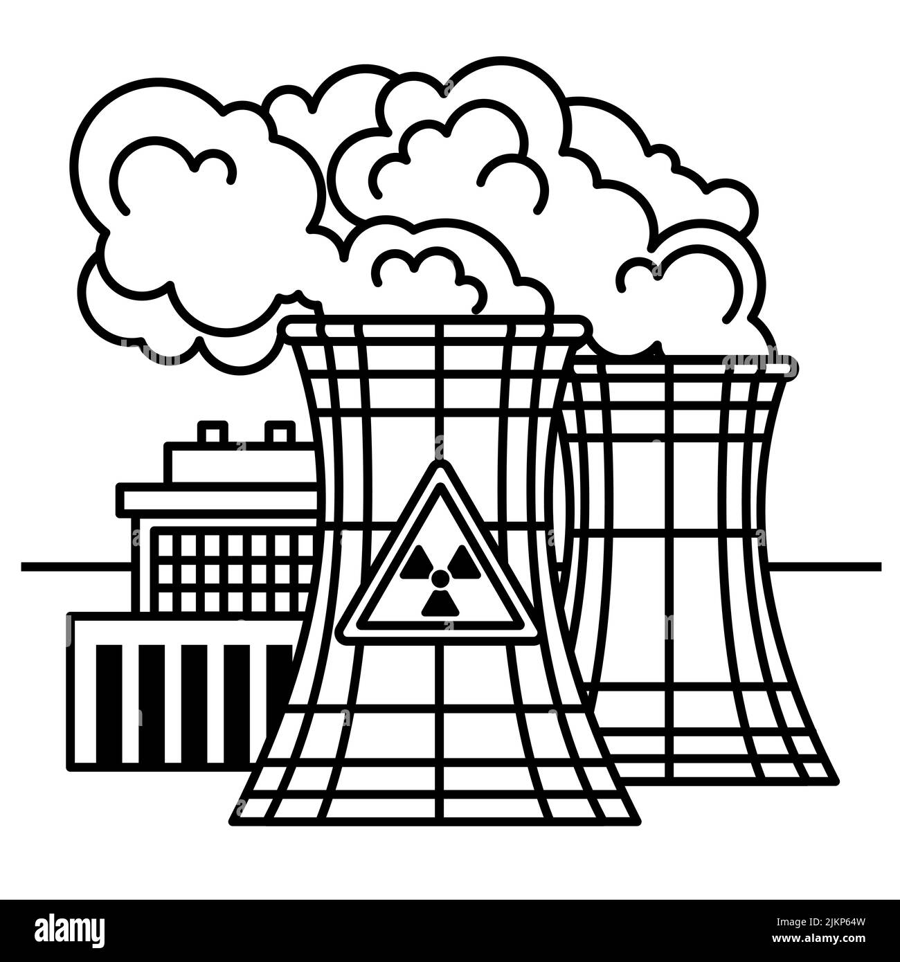 Nuclear power plant and factory. Nuclear energy industrial concept ...