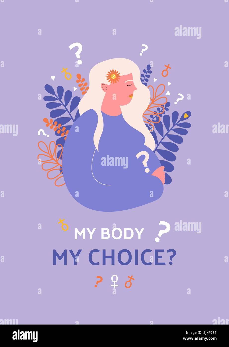 Abortions rights poster concept in flat style.  Stock Vector
