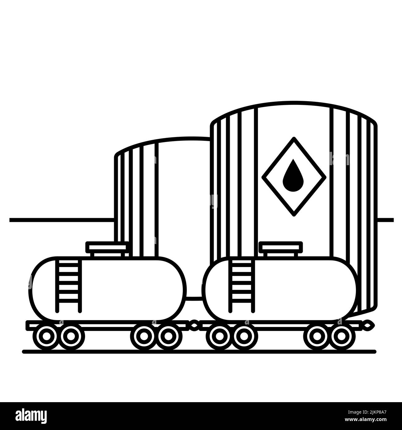 Storage and transportation of oil in tanks by rail. Energy concept. Stock Vector