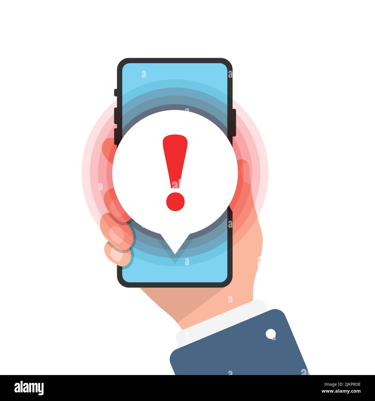 Phone notifications icon in flat style. Smartphone with exclamation ...
