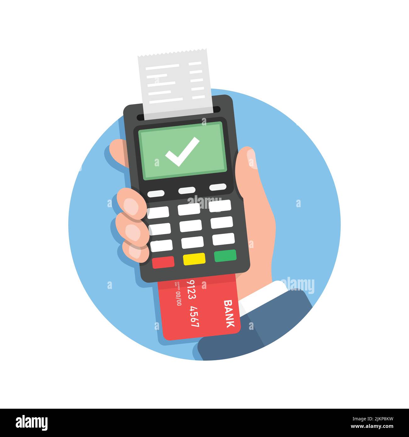 Hand swipe credit card during purchase flat icon for apps and websites  Stock Vector