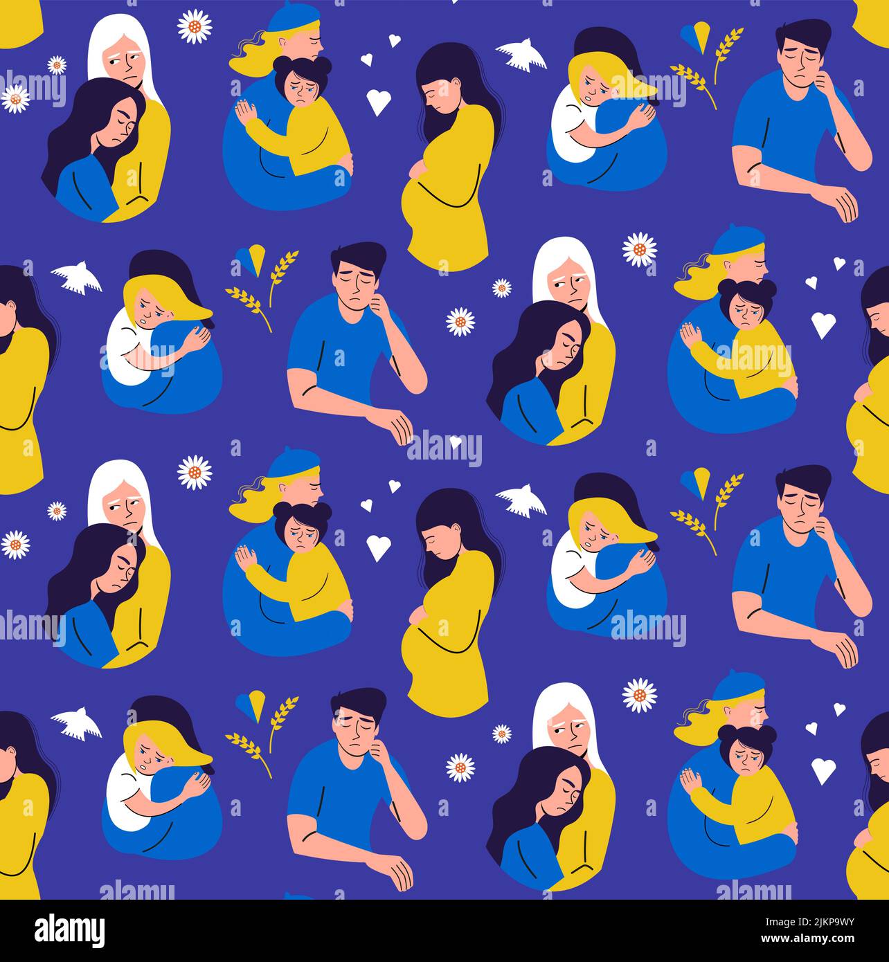 Ukraine people pattern seamless in flat style Stock Vector