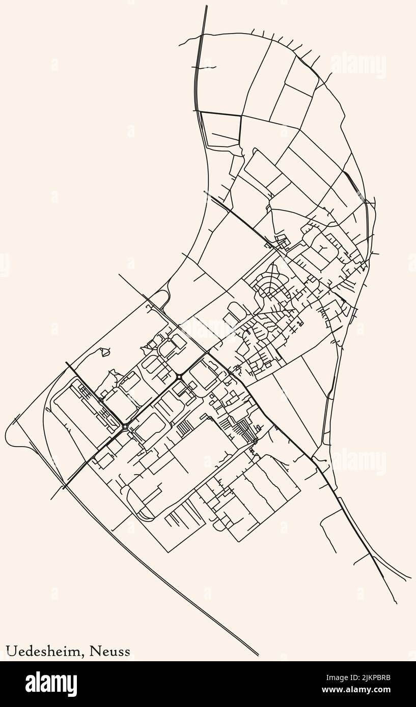 Street roads map of the UEDESHEIM DISTRICT, NEUSS Stock Vector Image ...