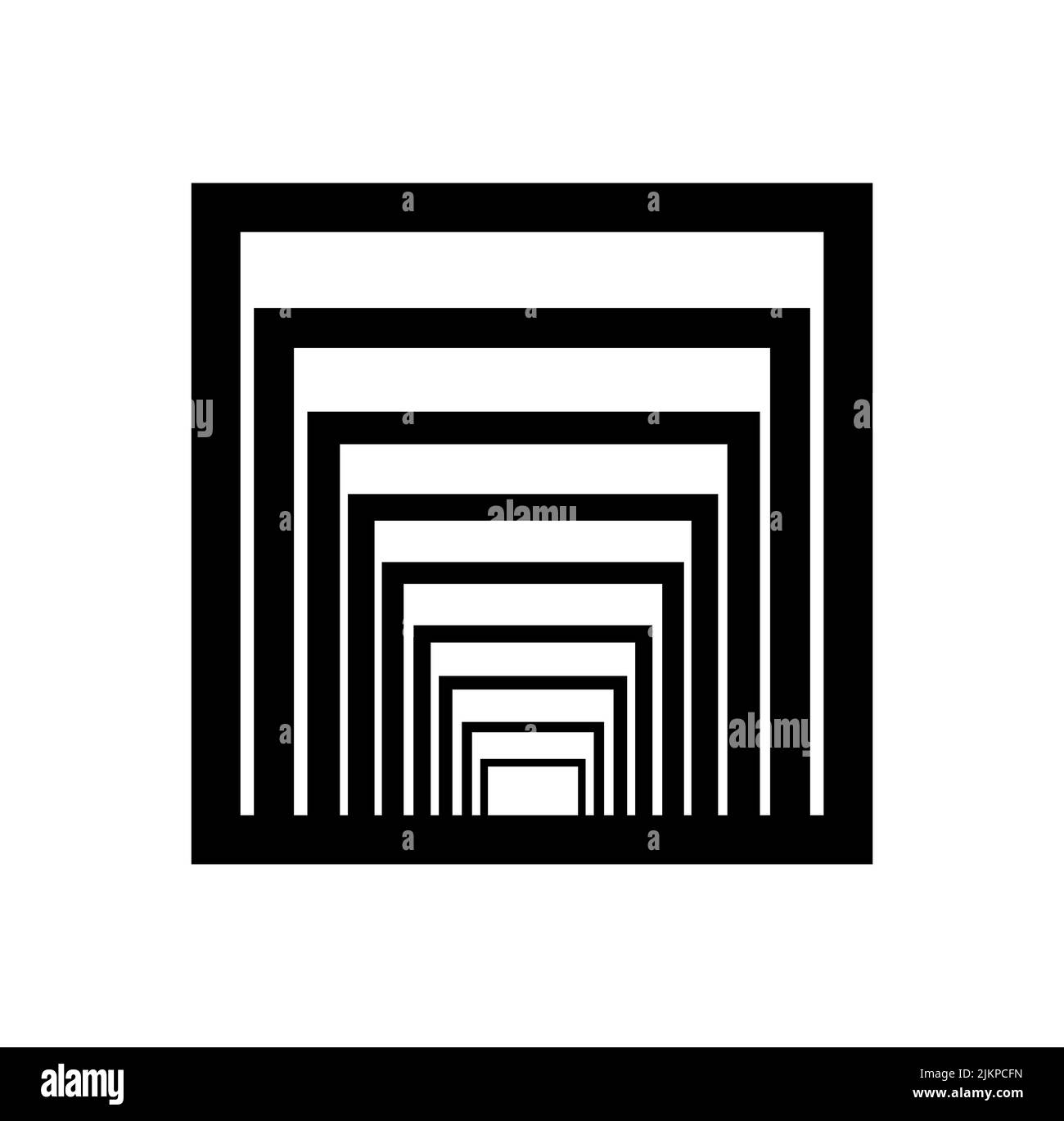 A vector illustration of an optical illusion square on the white