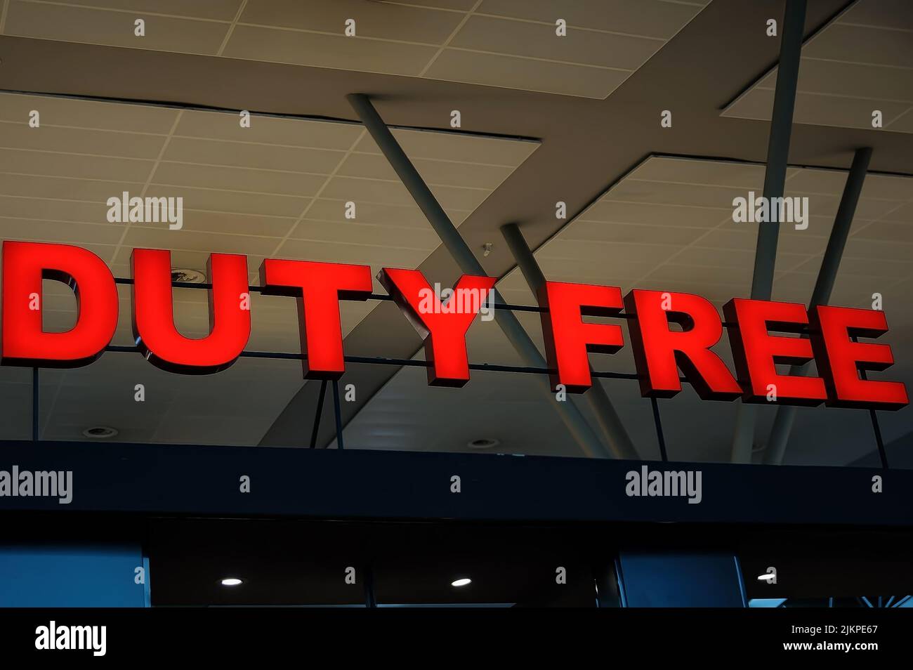 Duty Free sign at airport shop in Tbilisi Stock Photo Alamy