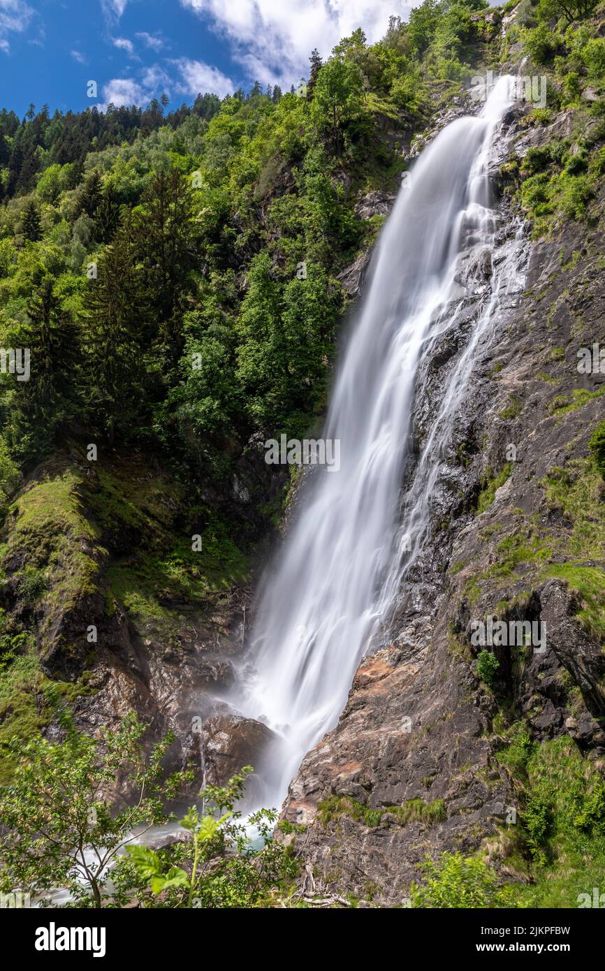 Parcines waterfall above Parcines, South Tyrol Stock Photo