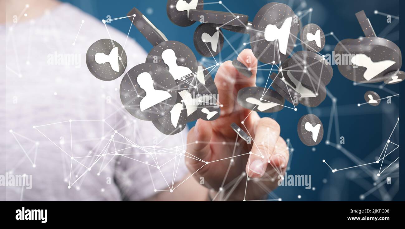 a 3d design Abstract technology group and data. Stock Photo