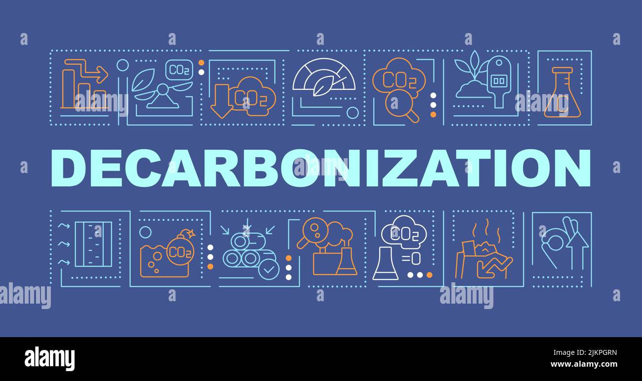Decarbonization word concepts dark blue banner Stock Vector
