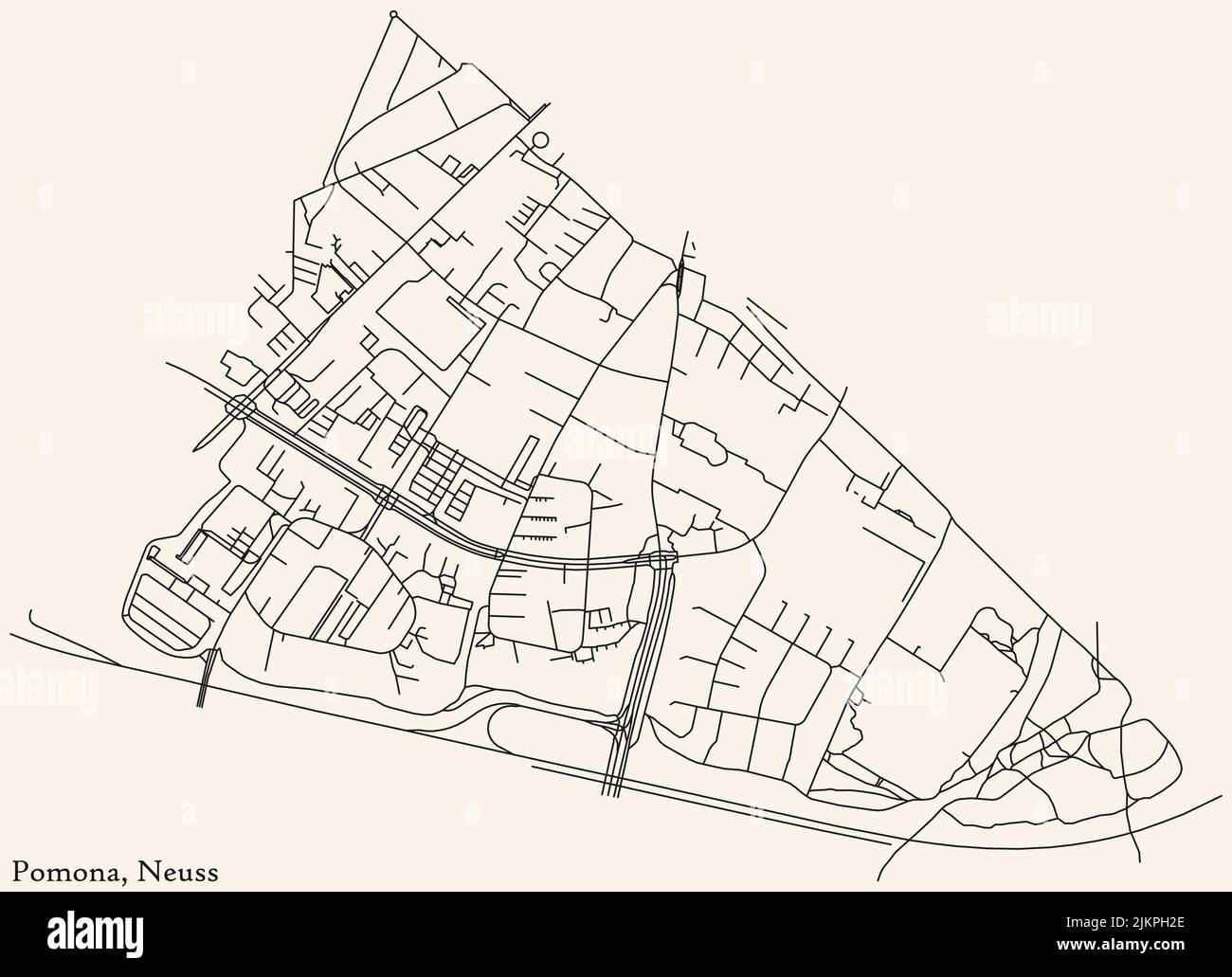Street roads map of the POMONA DISTRICT, NEUSS Stock Vector Image & Art Alamy