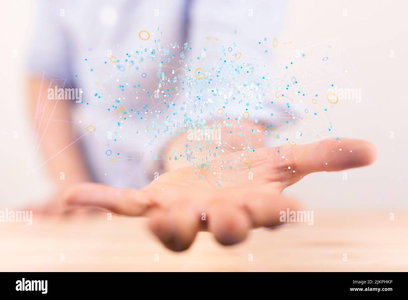 Cloud technology. Polygonal wireframe art looks like constellation Stock Photo