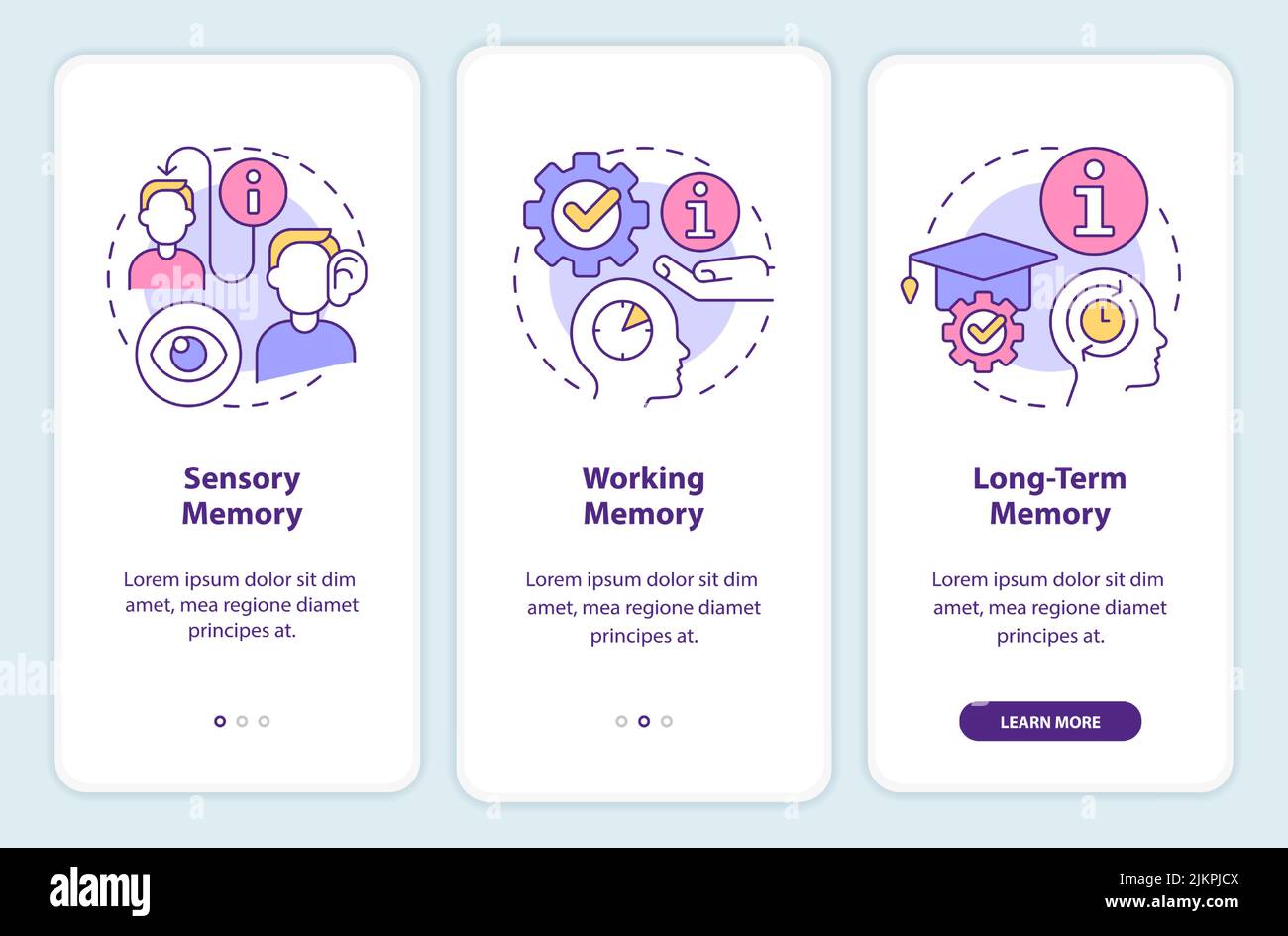Steps of microlearning onboarding mobile app screen Stock Vector Image ...