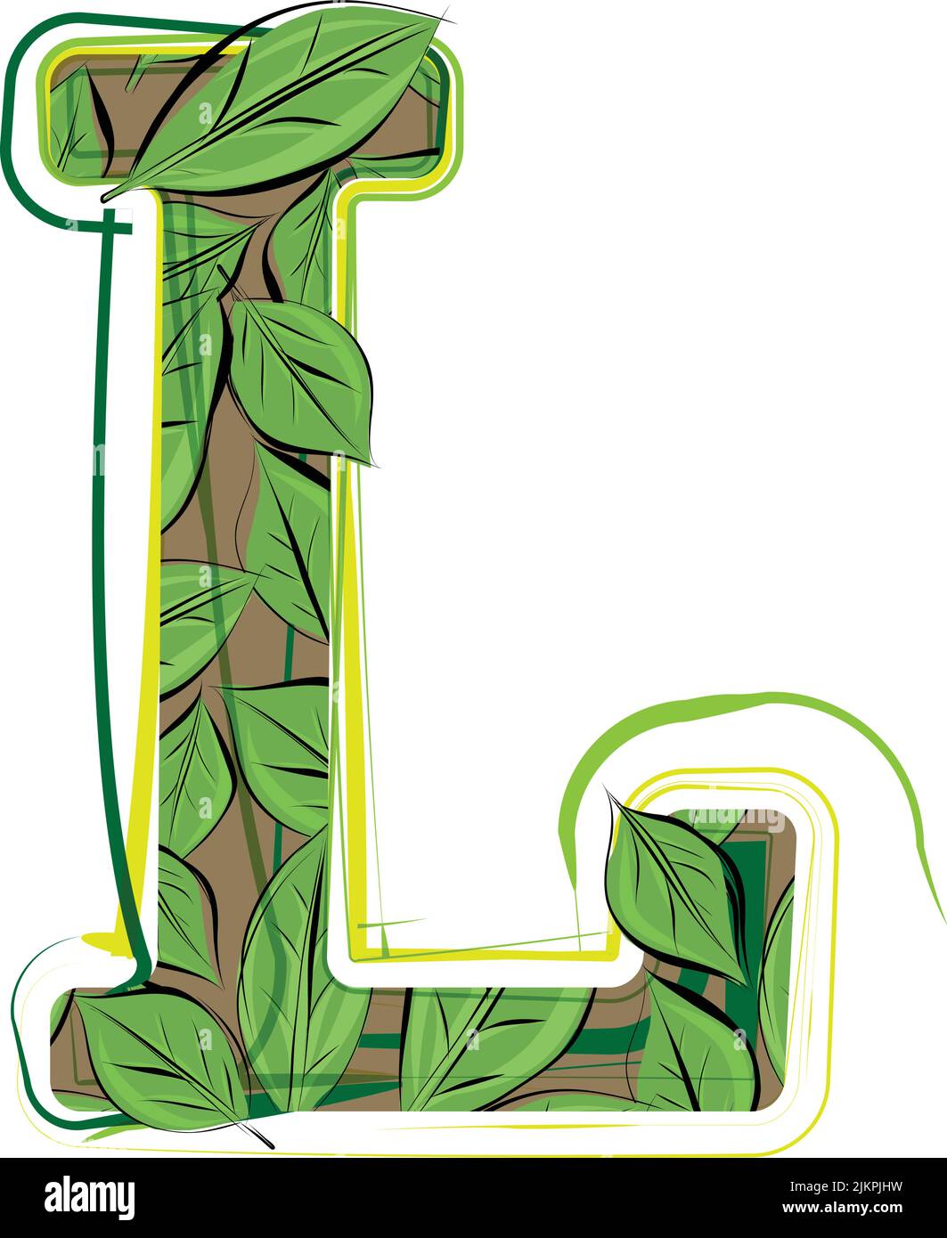 Green leaf alphabet vector Illustration LETTER L Stock Vector Image Green leaf alphabet vector Illustration LETTER L Stock Vector Image