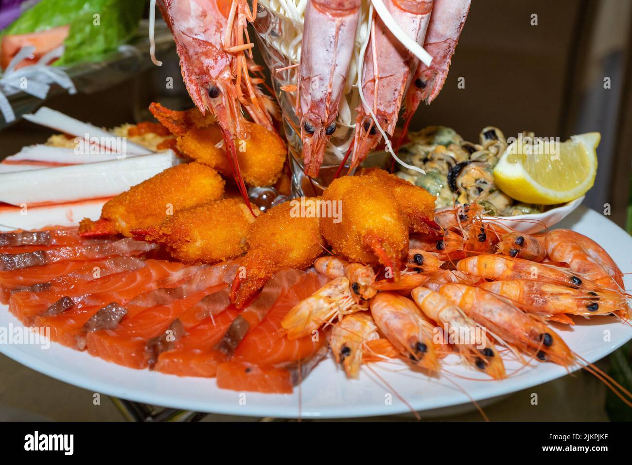 Cold seafood appetizer. Sea delicacies are ready to eat Stock Photo - Alamy