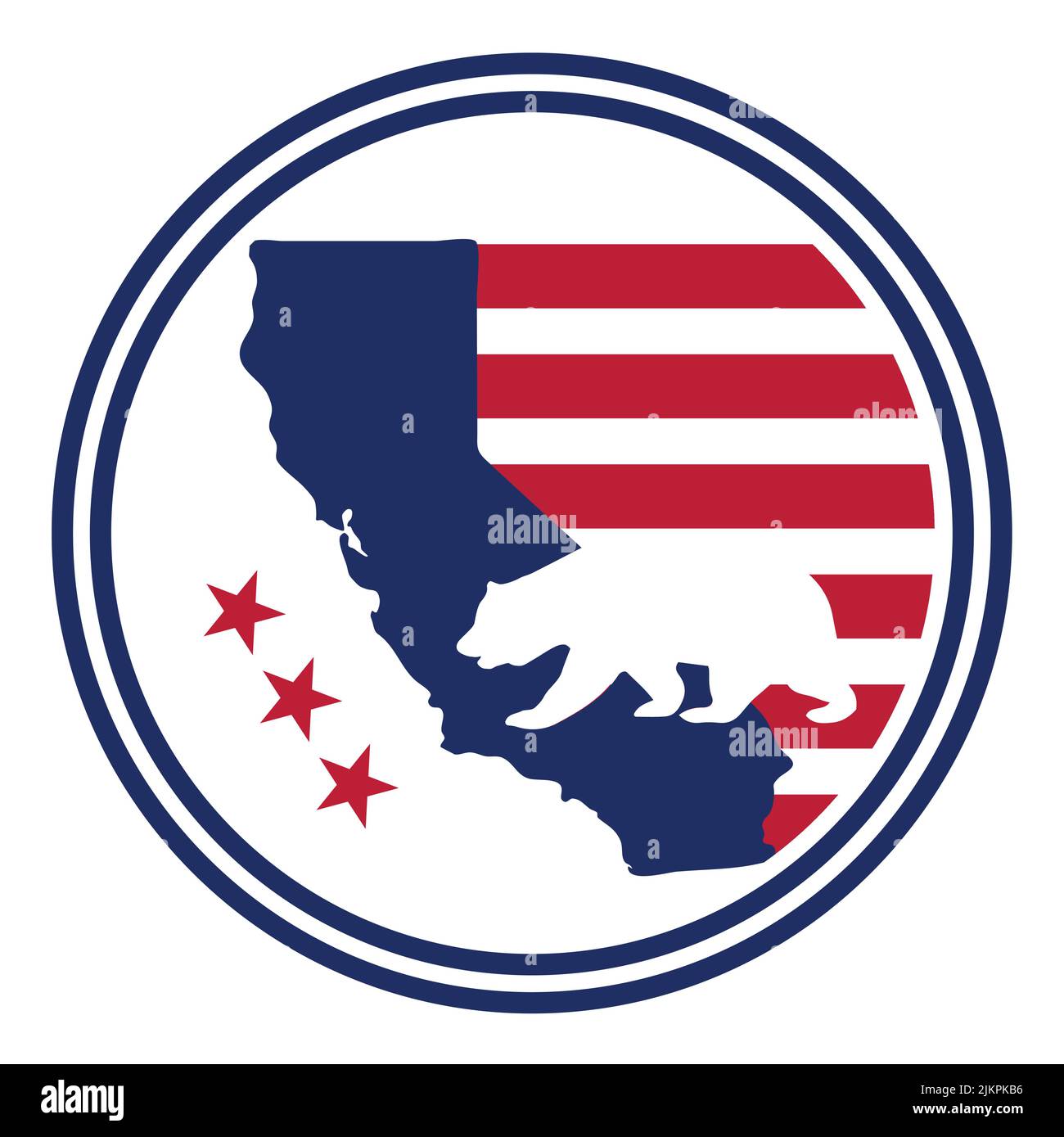 California state symbol vector illustration. Bear silhouette with american flag emblem illustration. Stock Vector