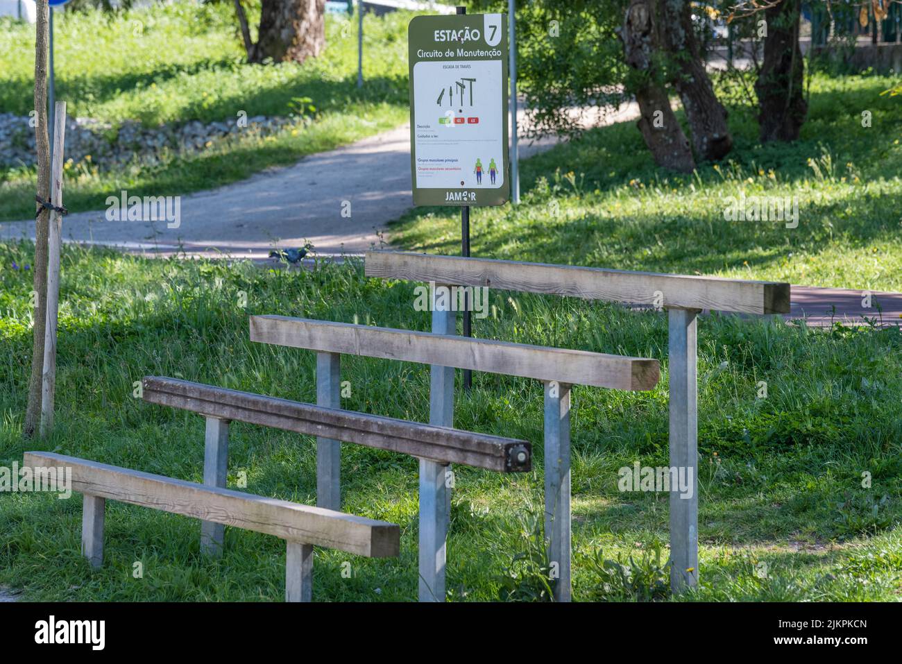 A maintenance circuit space in the Jamor Urban Park in Lisbon Stock Photo