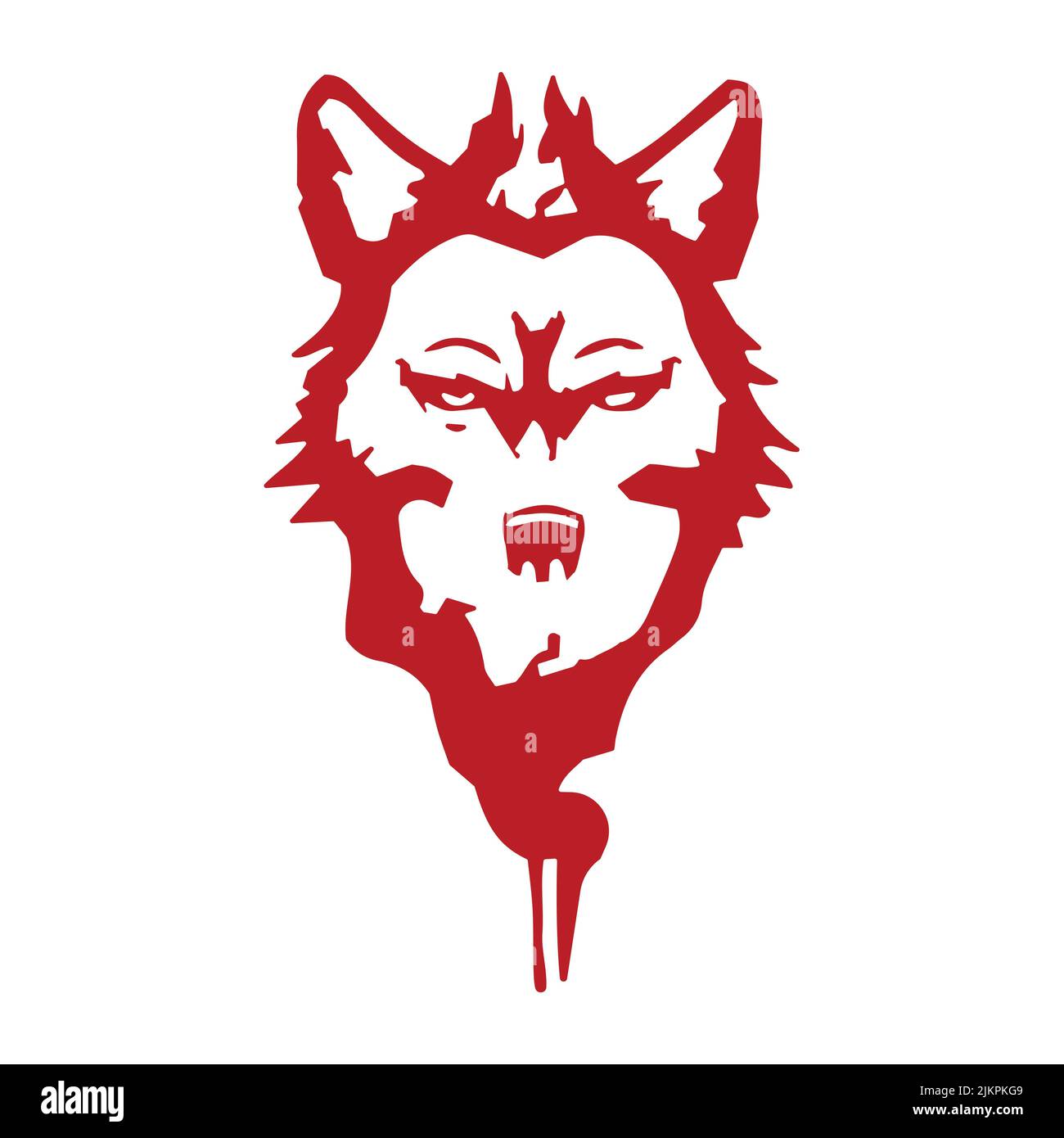Wolf redhead emblem isolated vector illustration. Creative template design. Logo design. Danger symbol. Concept art. Stock Vector
