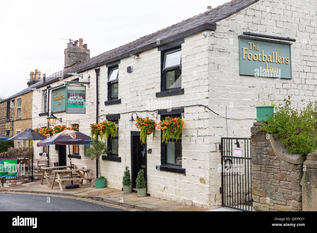 Summerseat village,Bury,Lancashire, The Footballers Inn public house and bar, exterior of the pub on a summers day,England,UK,summer 2022 Stock Photo