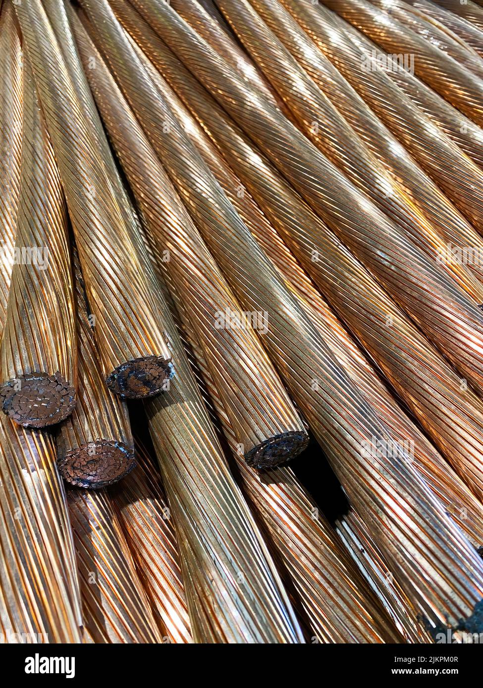 Copper scrap stripped from industrial power lines. High quality image