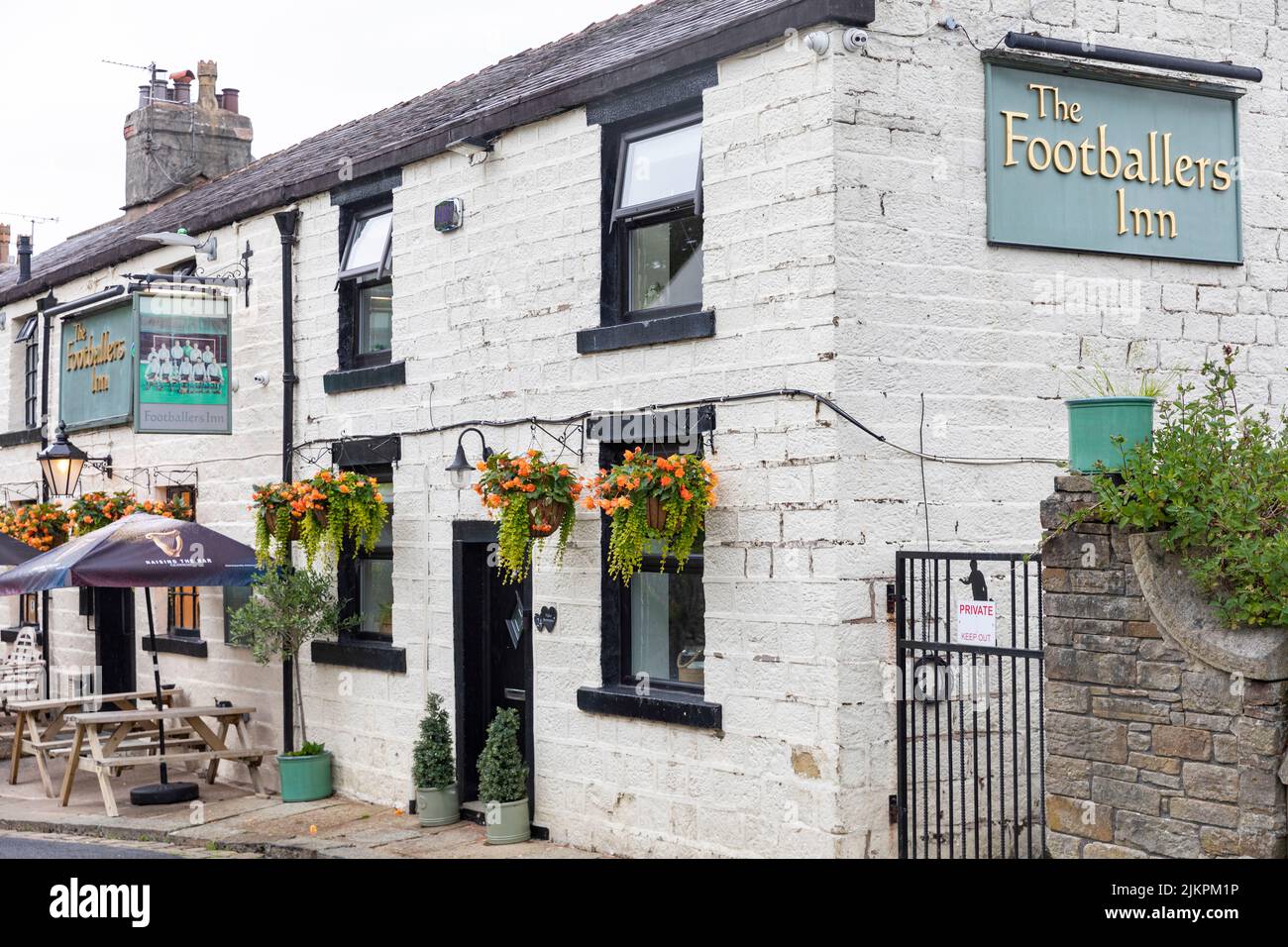 Summerseat village,Bury,Lancashire, The Footballers Inn public house and bar, exterior of the pub on a summers day,England,UK,summer 2022 Stock Photo