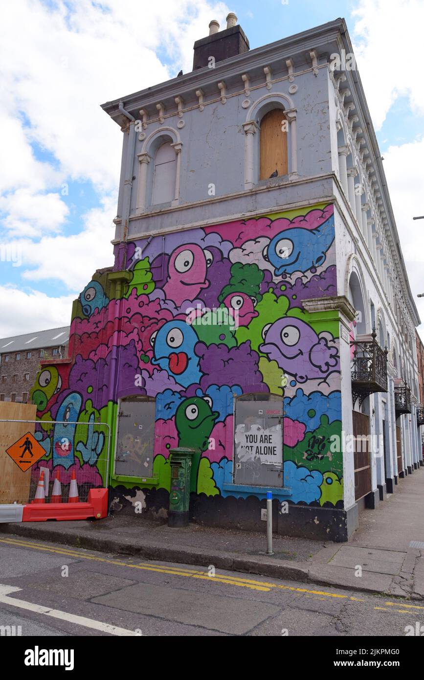 A cartoon fish mural, Cork city, Ireland, July 2022 Stock Photo