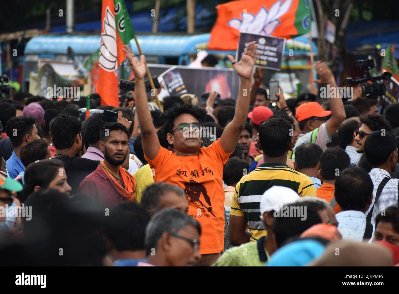 Kolkata, India. 11th Dec, 2018. BJP (Bharatiya Janata Party) protest against SSC (School Service Commission) corruption. Protesters demand swift and befitting punishment of the culprits and the resignation of the Chief Minister Mamata Banerjee. (Photo by Sayantan Chakraborty/Pacific Press/Sipa USA) Credit: Sipa USA/Alamy Live News Stock Photo