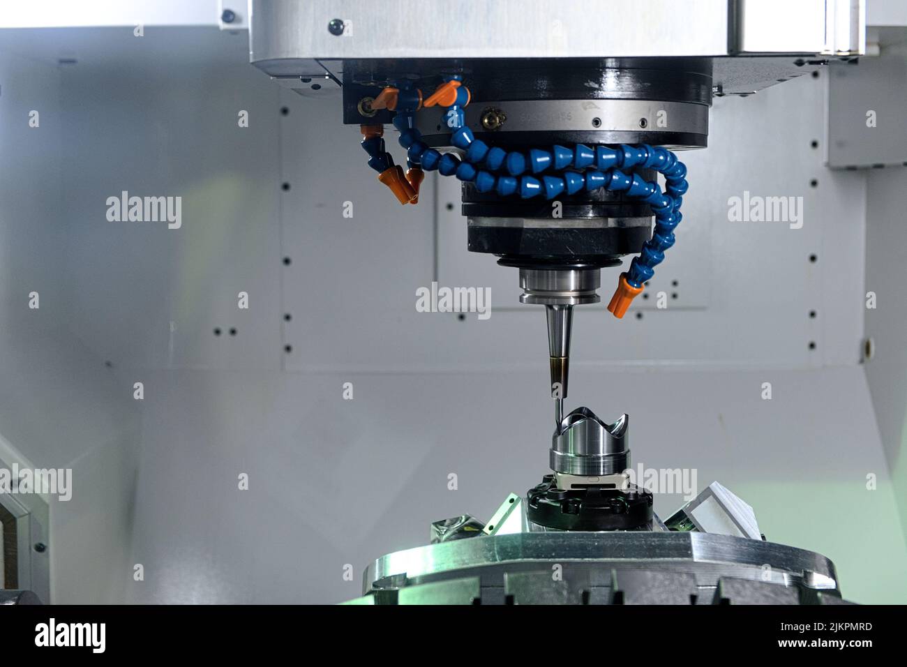 Close-up CNC Machine working with workpiece on smart factory, industry 4.0 Stock Photo