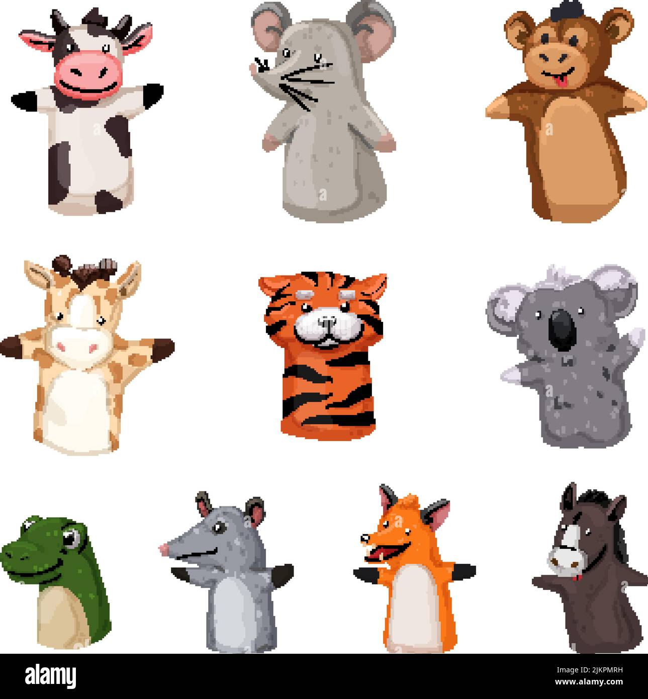 animal hand puppets set cartoon vector illustration Stock Vector