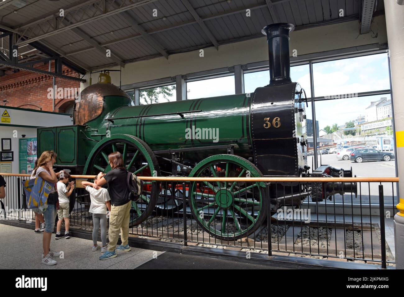 Locomotive number 36, an historic Irish Railways steam locomotive built in 1847, on display at Cork Kent Station, County Cork, Ireland Stock Photo