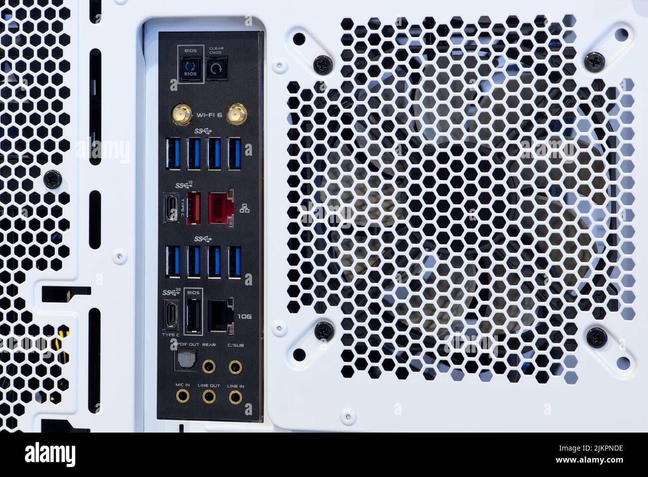 Closeup multi data transfer port connector on High Performance
