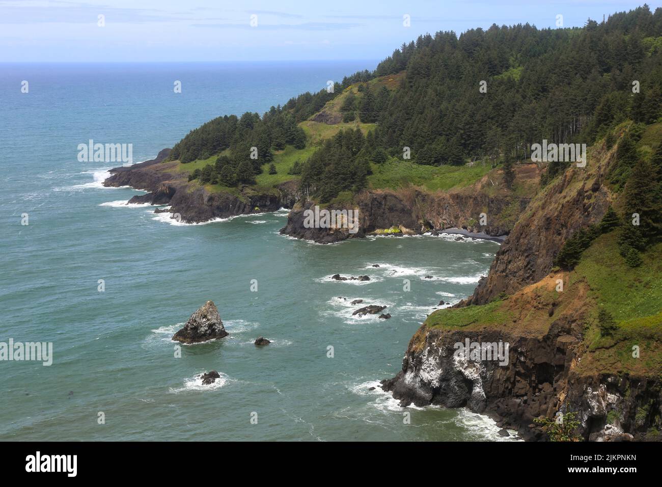 A scenic view of the Cape Foulweather Peninsula Stock Photo