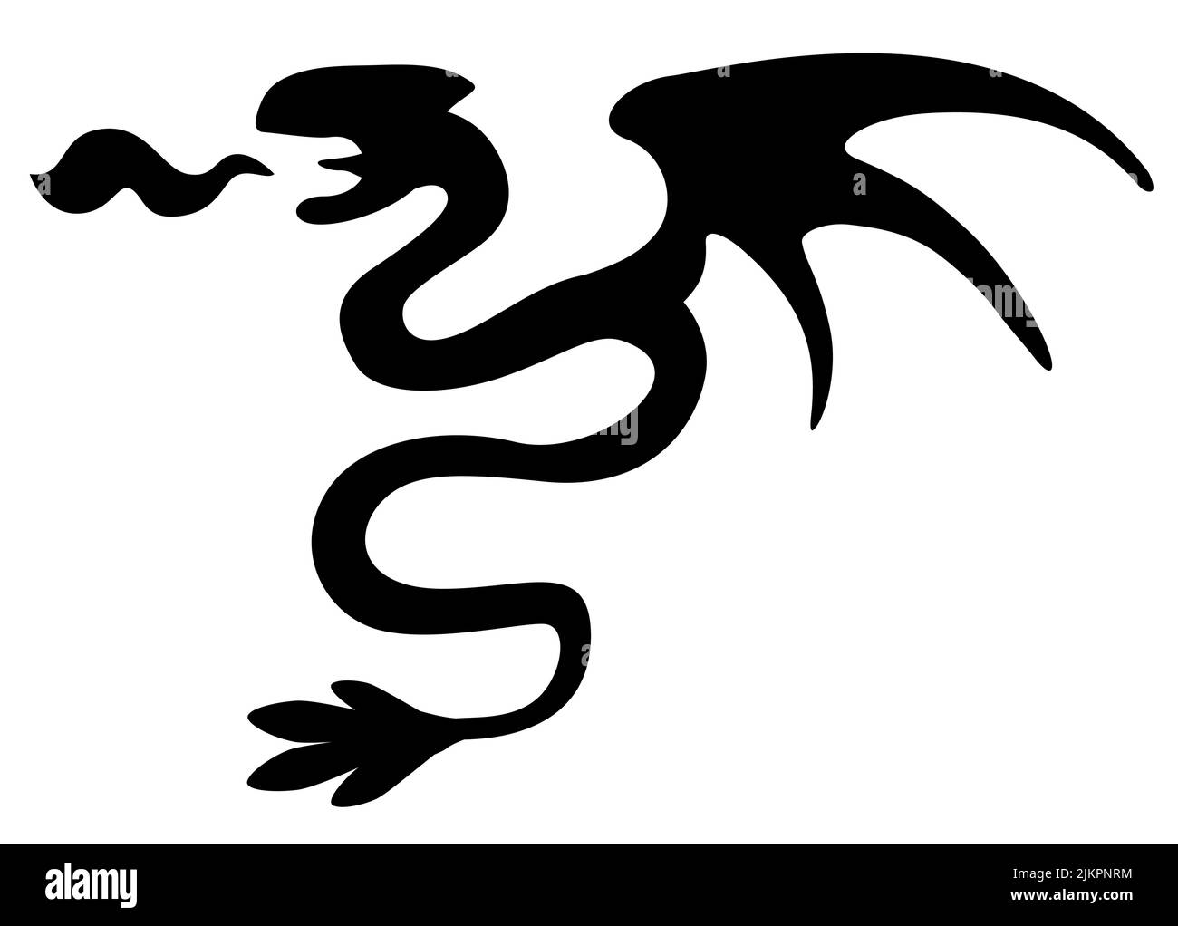 Dragon serpent stencil black, vector illustration, horizontal, isolated Stock Vector