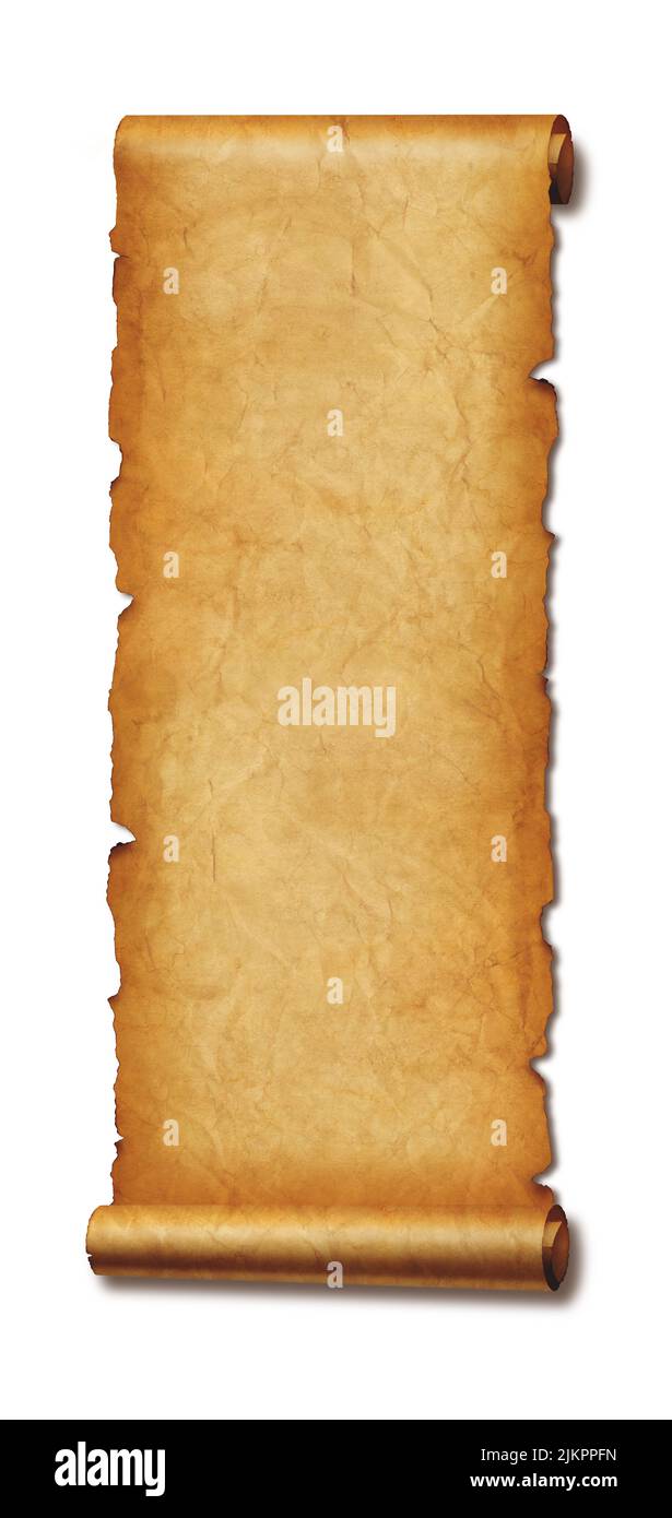 Old paper vertical banner. Parchment scroll isolated on white ...