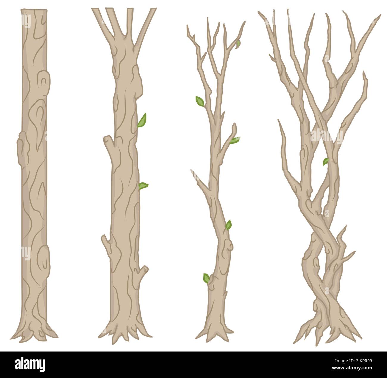 Tree trunk cartoon design element, isolated vector, horizontal Stock