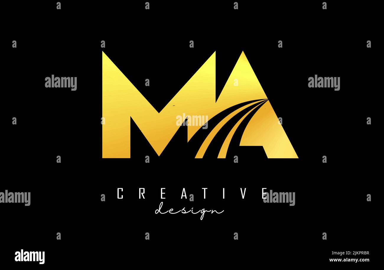 creative-golden-letter-ma-m-a-logo-with-leading-lines-and-road-concept