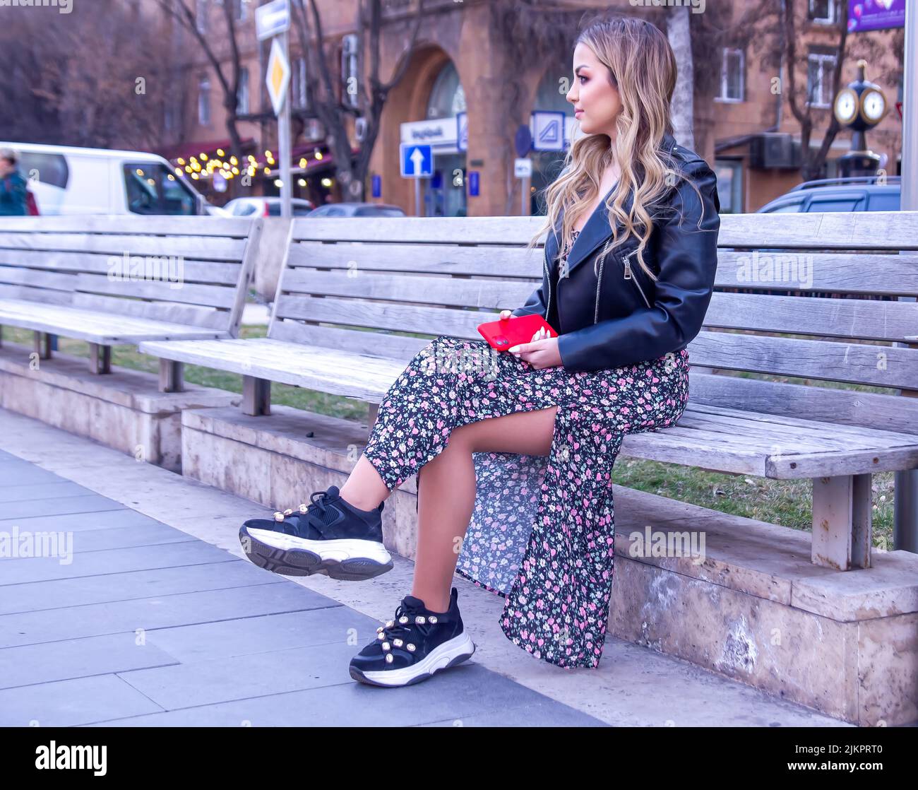 Floral leather jacket hi-res stock photography and images - Alamy