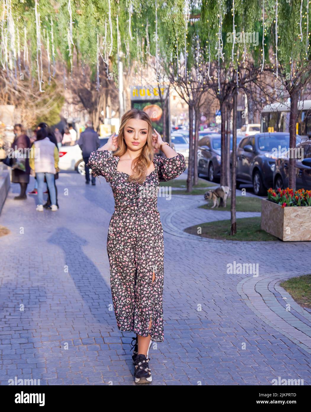 Woman posing dress outdoors hi-res stock photography and images - Alamy