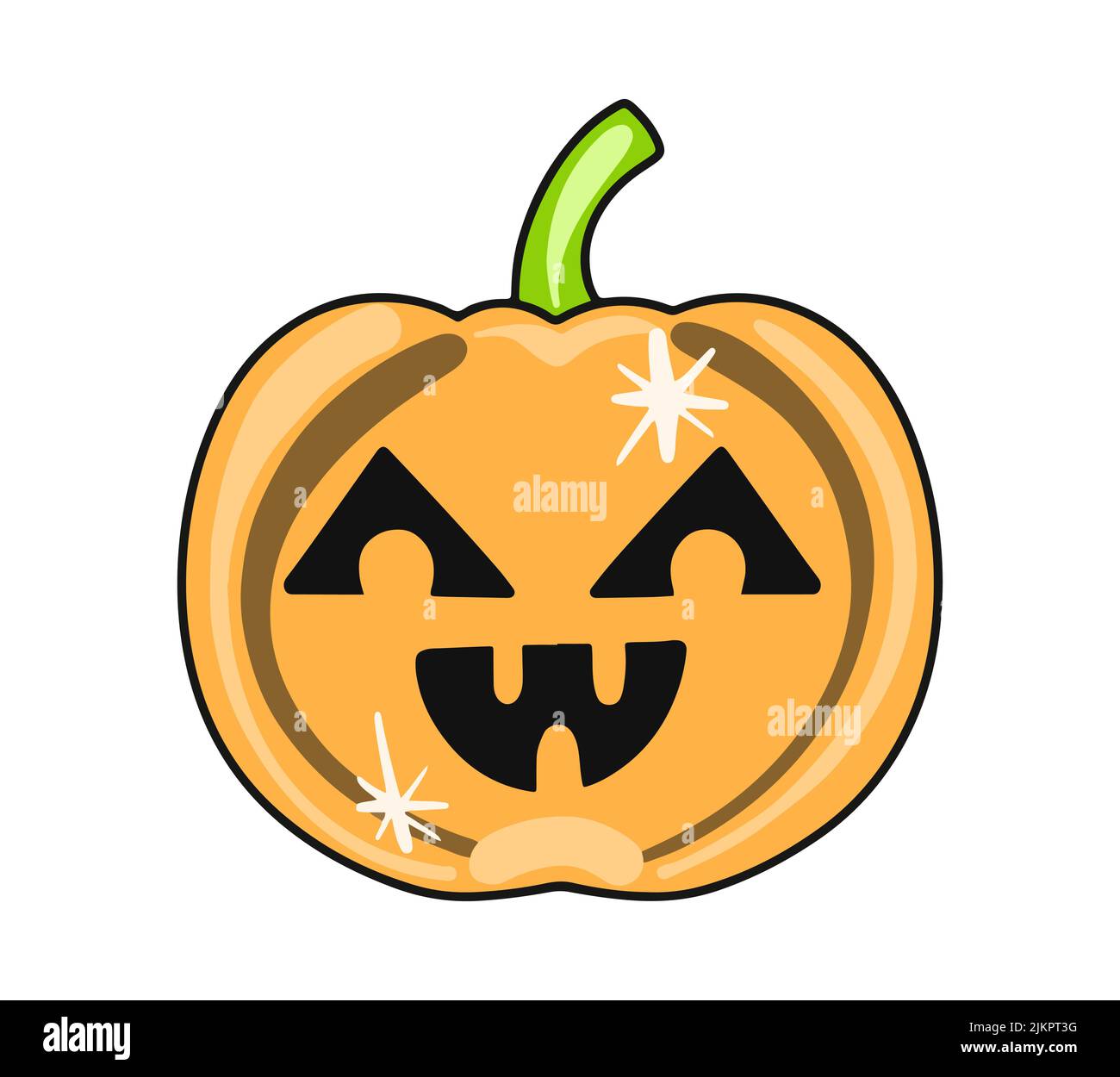 Halloween pumpkin with happy face on dark background. Vector cartoon ...