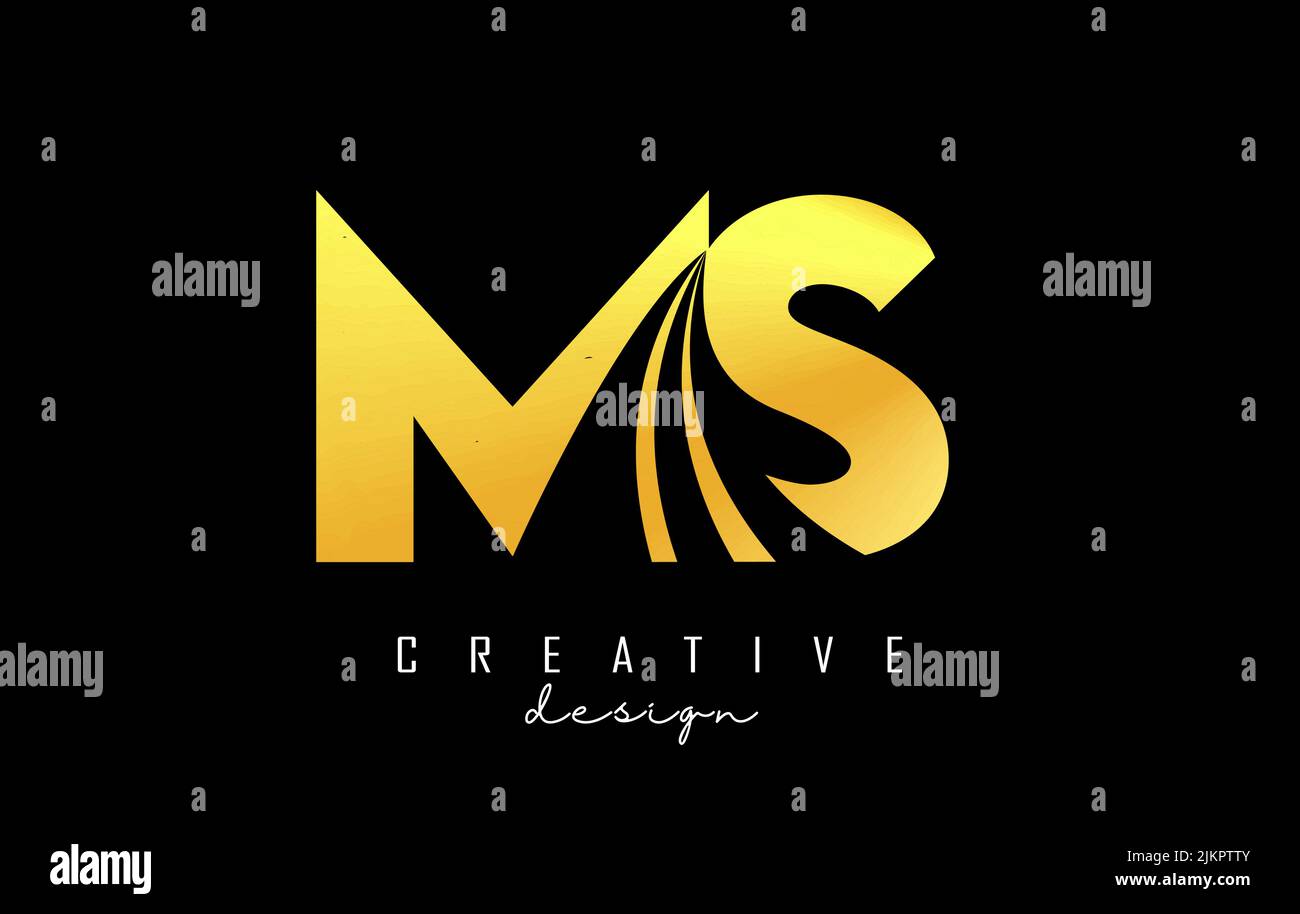 Creative golden letter MS m s logo with leading lines and road concept design. Letters with geometric design. Vector Illustration with letter and crea Stock Vector